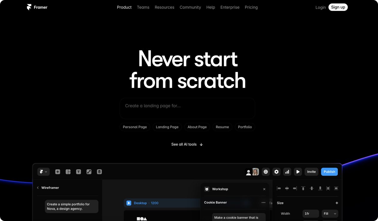 framer ai screenshot