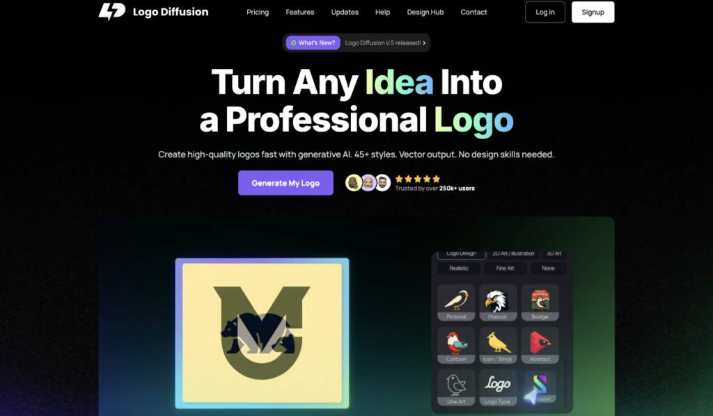 Logo Diffusion – AI Logo Maker with Vector & 3D Export